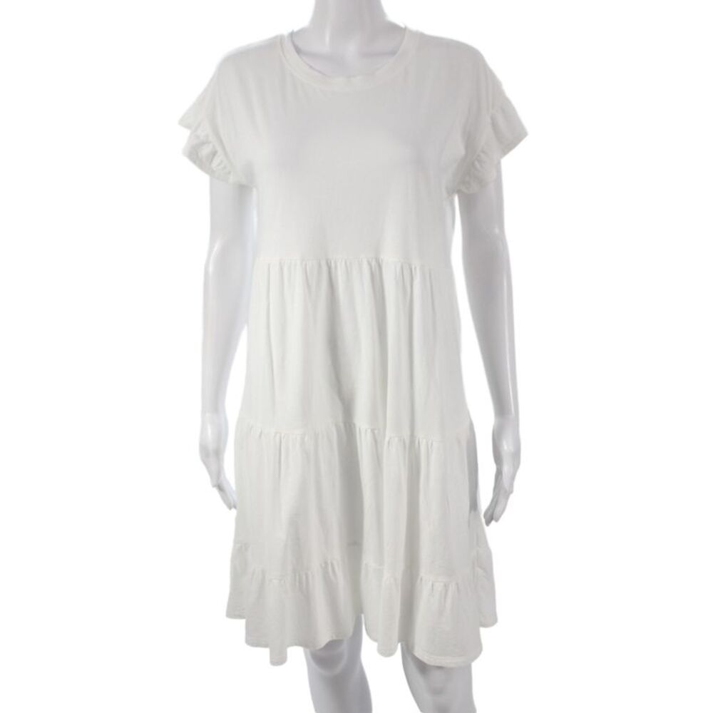 J Crew Women White T-Shirt Dress Cotton Crewneck Short Sleeve Size S